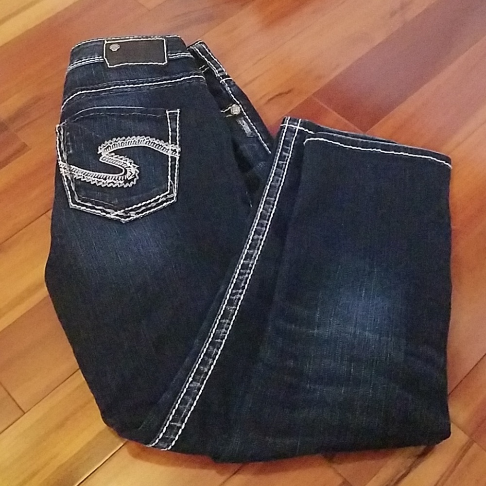 Womens silver skinny capris